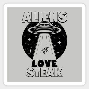 Funny Retro Vintage Alien UFO Steak Cow Abduction Meme Sticker